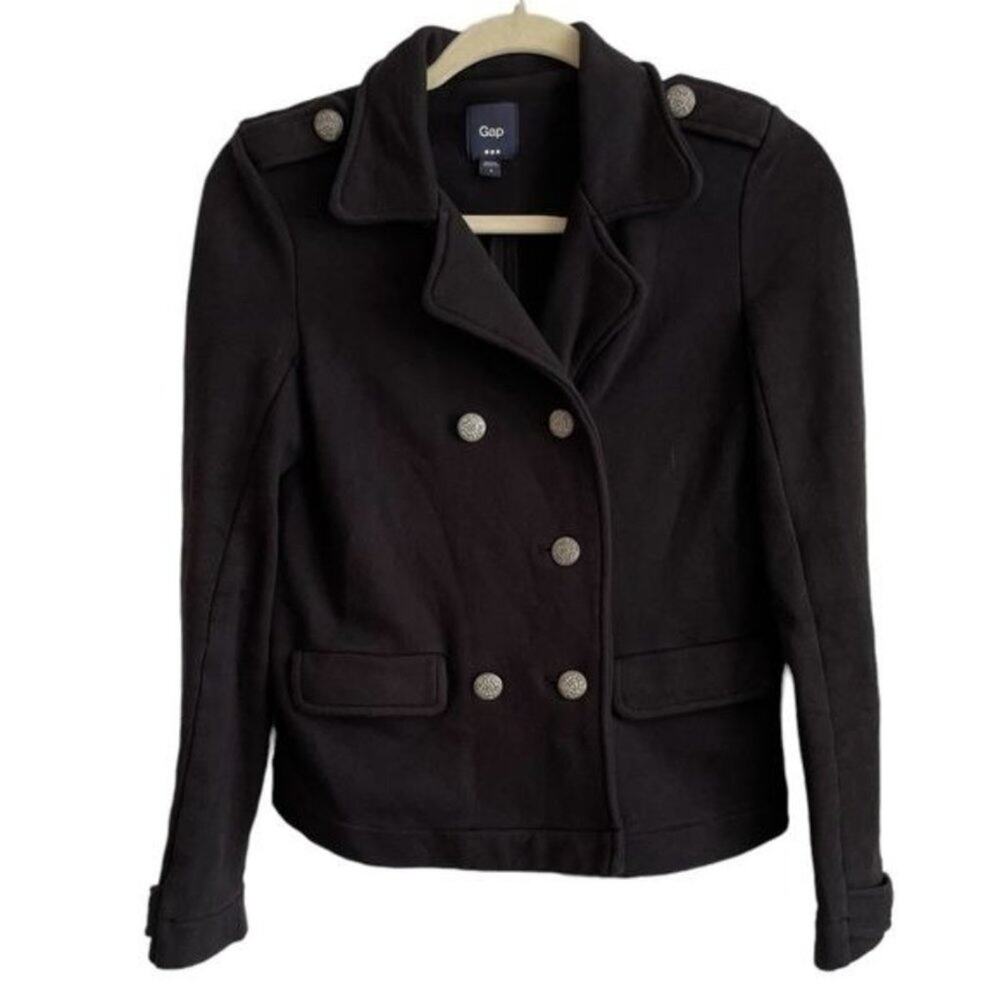 Gap Black Lightweight Jacket Size Small Pea Coat Buttons